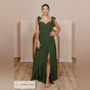 Revelry Serenity Chiffon dress- Deep Olive